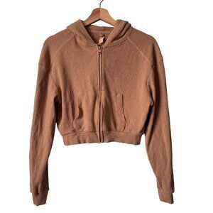 Skims Brown Loungewear Cropped Hoodie Zip up Sweatshirt Size Small